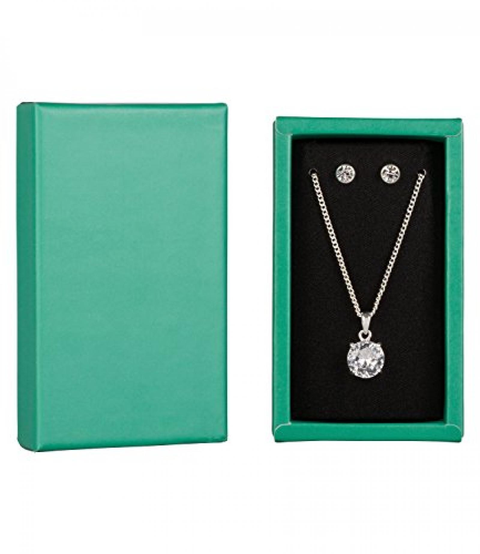 SIX "Xmas Sets" Geschenk Box mit Kette & Ohrsteckern, silber, Strass, Kristall (388-235) 